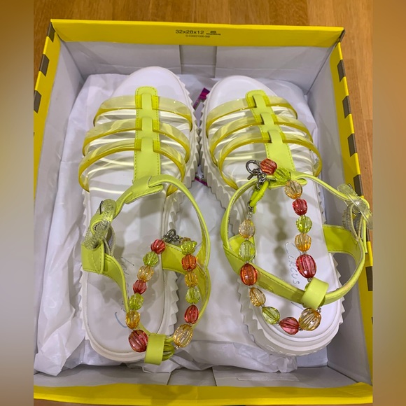 Circus. NY, the Ester Beaded Anklet Fisherman Platform Sandals in Citric Acid. - Picture 7 of 15